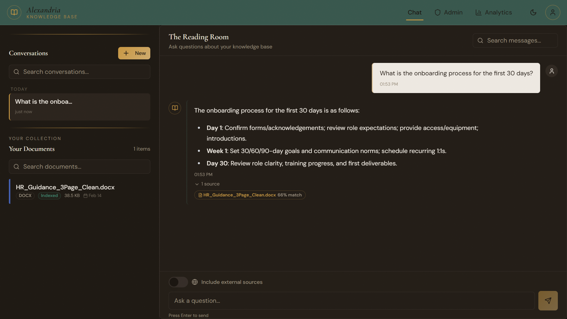 AI answer with cited sources